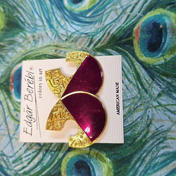 Vintage Edgar Berébi Enamel Goldtone  Pierced Earrings - Picture 4 of 4